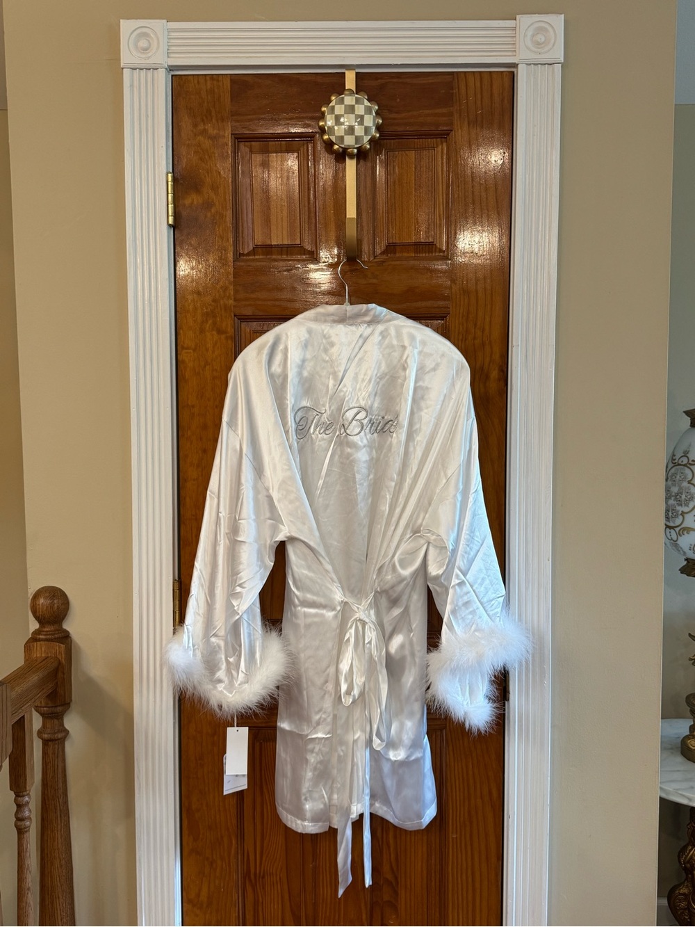 In Bloom by Jonquil “The Bride” Ivory Satin Feather Robe | XL | Wedding NWT